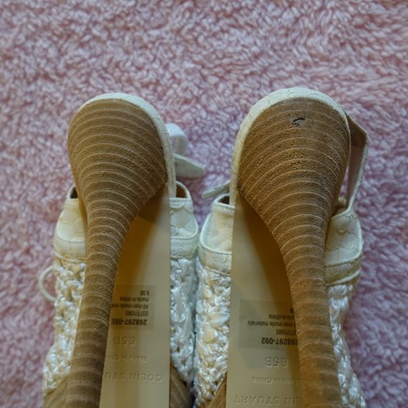 Colin Stuart White Lace Heel, Size 6.5 B - Picture 5 of 8
